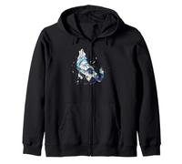 Aquarelle Loup Silhouette Montagne Forêt Wildlife Art Sweat à Capuche
