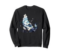 Aquarelle Loup Silhouette Montagne Forêt Wildlife Art Sweatshirt