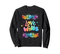Aquarelle Love Wins Rainbow Paint Typographic Love Sweatshirt