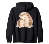 Aquarelle Mama Baby Hedgehog câlinant Sweat à Capuche