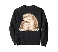 Aquarelle Mama Baby Hedgehog câlinant Sweatshirt
