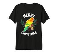 Aquarelle Merry Christmas Sun Perruche T-Shirt Haut de Gamme