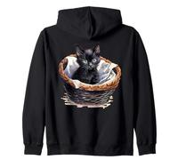 Aquarelle Mignon Chat Noir Yeux Jaune Graphique Cool Cat Lover Sweat à Capuche