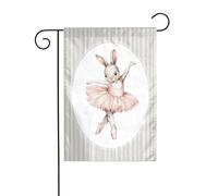 Aquarelle mignon lapin portant un tutu rose drapeau de jardin 30 x 45 cm vertical double face ferme vacances décorations extérieures drapeau cour drapeau