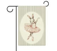 Aquarelle mignon lapin portant un tutu rose drapeau de jardin saisonnier vacances toile de jute double face maison cour drapeaux extérieurs 30,5 x 45,7 cm