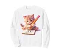 Aquarelle Mignon Petit Chaton Dessin Un Croquis Autoportrait Sweatshirt