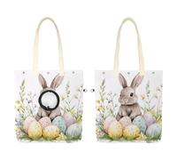 Aquarelle mignon œufs de lapin de Pâques et fleurs printanières Sac en toile pour animal domestique Sac de transport à bandoulière Sac de transport pour chat pour le shopping en plein air Camping