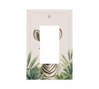 Aquarelle mignon zèbre vert feuilles tropicales plaque murale plaque frontale simple bascule 1 gang décoratif prise de courant pour la maison, la cuisine, la salle de bain