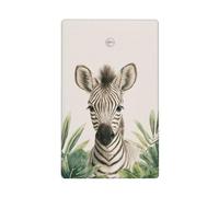 Aquarelle mignon zèbre vert feuilles tropicales simple bascule plaque murale vierge couvercle interrupteur décoratif 1 gang pour cuisine salle de bain taille 11,4 x 7 cm