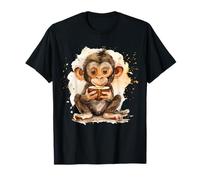 Aquarelle mignonne noix de coco singe imprimé animal noix de coco fruits T-Shirt