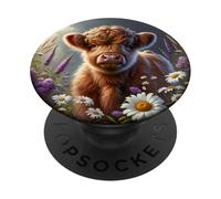 Aquarelle Mignonne Vache écossaise pour bébé Highland PopSockets PopGrip Adhésif