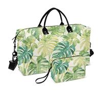Aquarelle Monstera Deliciosa Vert Blanc Objet Personnel Décoratif Sac de Voyage Sac de Sport avec Sangle Réglable pour Trekking Pliable Bolsas de Para Mujer en Avion