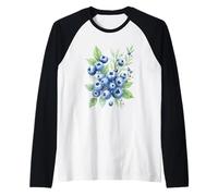 Aquarelle Myrtille Fruits Motif Feuilles Été Manche Raglan