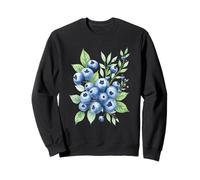 Aquarelle Myrtille Fruits Motif Feuilles Été Sweatshirt