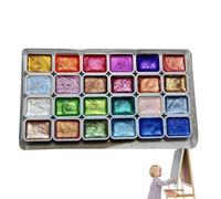 Aquarelle Nacrée 24 Couleurs - Palette de Peinture Effet Scintillant - Kit Artistique Portable pour Débutants et Artistes 12x6 cm