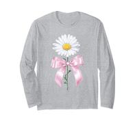 Aquarelle Naissance Avril Fleur Marguerite avec Noeud Rose Manche Longue