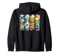 Aquarelle Nature Aventure Ferme Paysage Art Sweat à Capuche