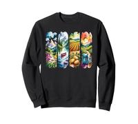 Aquarelle Nature Aventure Ferme Paysage Art Sweatshirt