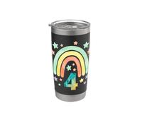 Aquarelle numéro 4 étoiles arc-en-ciel enfant Gobelet isotherme en acier inoxydable double paroi