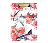Aquarelle océan animal requin perle rouge et blanc A4 Docteur presse-papiers trou standard pour fournitures de salle de classe pour enseignants primaire taille 22,9 x 30,5 cm
