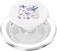 Aquarelle Océan Baleine Requin Poisson Corail Scène PopSockets PopGrip pour MagSafe