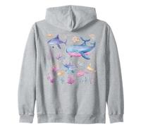 Aquarelle Océan Baleine Requin Poisson Corail Scène Sweat à Capuche