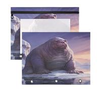 Aquarelle Oeuvre De Morse Trousses à Crayons Transparentes pour Chevet,Compatibles avec les Classeurs à 3 Anneaux(2 Pack)