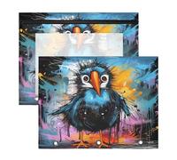 Aquarelle Oeuvre De Pingouin Trousses à Crayons Transparentes pour Chevet,Compatibles avec les Classeurs à 3 Anneaux(2 Pack)