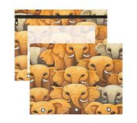 Aquarelle Oeuvre éLéPhants Trousses à Crayons Transparentes pour Chevet,Compatibles avec les Classeurs à 3 Anneaux(2 Pack)