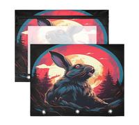 Aquarelle Oeuvre Lapin Trousses à Crayons Transparentes pour Chevet,Compatibles avec les Classeurs à 3 Anneaux(2 Pack)