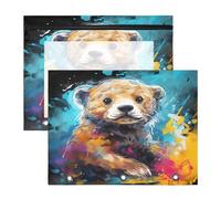 Aquarelle Oeuvre Loutre Trousses à Crayons Transparentes pour Chevet,Compatibles avec les Classeurs à 3 Anneaux(2 Pack)