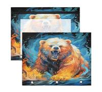Aquarelle Oeuvre Ours Trousses à Crayons Transparentes pour Chevet,Compatibles avec les Classeurs à 3 Anneaux(2 Pack)