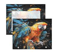 Aquarelle Oeuvre Perroquet Trousses à Crayons Transparentes pour Chevet,Compatibles avec les Classeurs à 3 Anneaux(2 Pack)