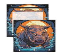 Aquarelle Oeuvre RhinocéRos Trousses à Crayons Transparentes pour Chevet,Compatibles avec les Classeurs à 3 Anneaux(2 Pack)