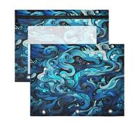 Aquarelle Oeuvre Serpent Trousses à Crayons Transparentes pour Chevet,Compatibles avec les Classeurs à 3 Anneaux(2 Pack)