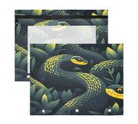 Aquarelle Oeuvre Serpent Trousses à Crayons Transparentes pour Chevet,Compatibles avec les Classeurs à 3 Anneaux(2 Pack)