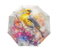 Aquarelle Oiseau Animal Jaune Parapluie Pliant Enfant Garçons Filles Automatique Protection UV Parapluies Coupe-Vent pour Voyager