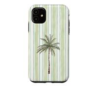 Aquarelle Palmier Vert Clair Cabana Stripes Coque pour iPhone 11