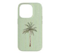 Aquarelle Palmier Vert Clair Cabana Stripes Coque pour iPhone 14 Pro