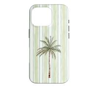 Aquarelle Palmier Vert Clair Cabana Stripes Coque pour iPhone 16 Pro