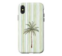 Aquarelle Palmier Vert Clair Cabana Stripes Coque pour iPhone X/XS