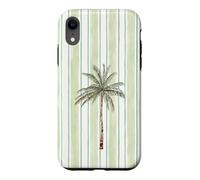 Aquarelle Palmier Vert Clair Cabana Stripes Coque pour iPhone XR