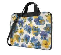 Aquarelle Pansies In Soft Blues Yellows Sac pour ordinateur portable 15,6 pouces Sacs d'ordinateur rembourré Housse pour homme et femme