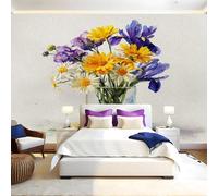 Aquarelle Papier Peint 300 x 210 cm marguerites dans un vase en verre Papier Peint Panoramique Tapisserie Photo Poster Intissé Mur Moderne Décor Murale Salon Chambre á Coucherr Bureau