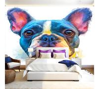 Aquarelle Papier Peint Panoramique 3D Intissé Bouledogue français Panoramique Peinture Murale pour Salon Chambre à Coucher D'Enfant Maison Personnalisé Décoration Murale 350x256 cm