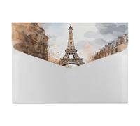 Aquarelle Paris Organiseur de documents accordéon à 6 poches avec étiquettes et enveloppes en plastique avec fermeture à pression 33 x 23 cm