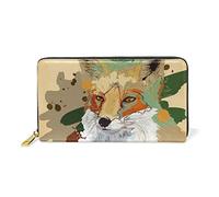 Aquarelle Perdu Loup Portefeuille Zipper Long Bourse en Cuir Véritable avec Titulaire de la Carte de Crédit pour Téléphone Femmes Fille Hommes