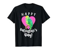 Aquarelle Perroquet Amazon Happy Valentine's Day T-Shirt Graphique avec Valeur, Homme, Noir, L
