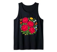 Aquarelle Pivoine Rouge Bouquet Floral Papillons Formes Mania Débardeur