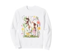 Aquarelle Poney Nature Faune Petit Cheval Cottagecore Sweatshirt